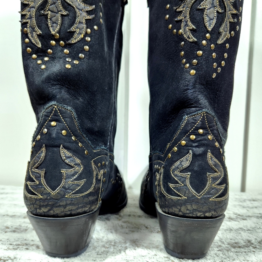 Dan Post "Invy" Studded Western Boots Black Leather DP3582 | Women's Size 8 - Picture 8 of 16